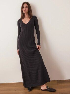 NWT Marine Layer Jade Midi Sweater Dress, S, Black